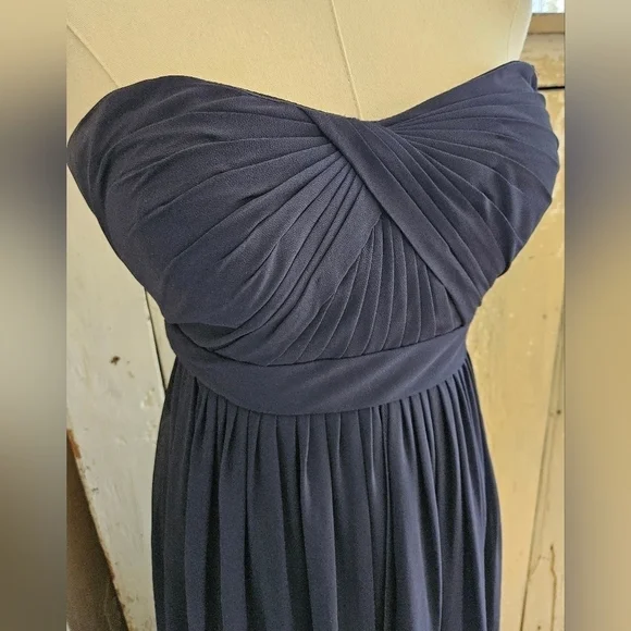 Jenny Yoo Navy Strapless Chiffon Maxi Formal Gown Dress-Size 4 - Picture 9 of 12
